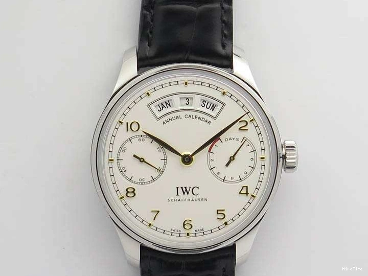 MIROTIME 1217 Portuguese Real PR Real Annual Calendar IW5035 YLF 1:1 Best Edition White Dial On Leather Strap A Refined 7243